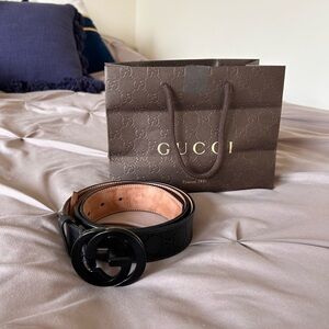 Men’s NEW Gucci Black Leather Belt